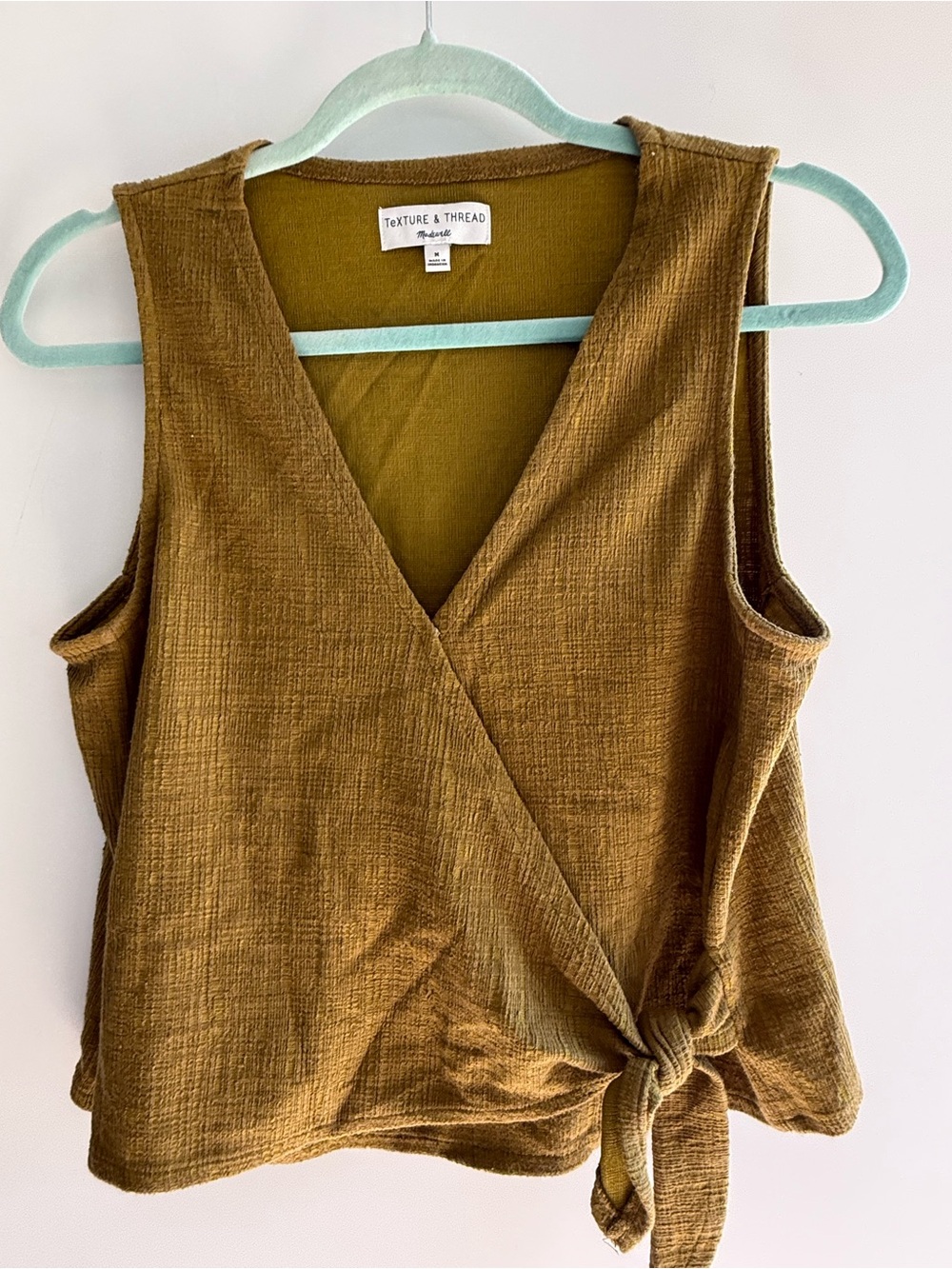 Madewell Textured Wrap Tank in Mustard Brown